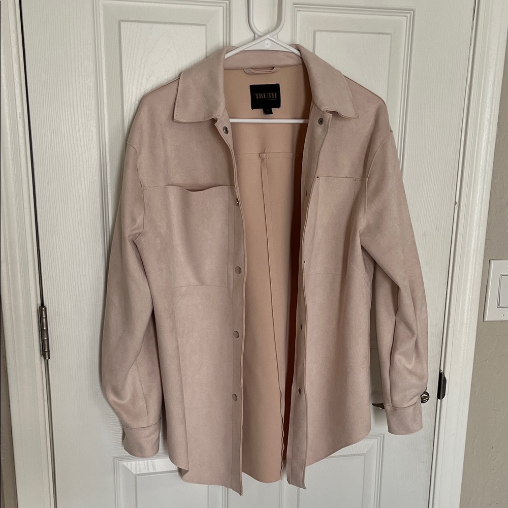 Light Pink Faux Suede Shacket